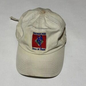 Cincinnati Reds Hall of Fame Hat New Era Vintage Khaki Baseball Cap Mens Rare